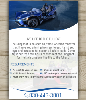 Flyer Design by hassan karrach for Houston Slingshot Rental | Design: #22923940