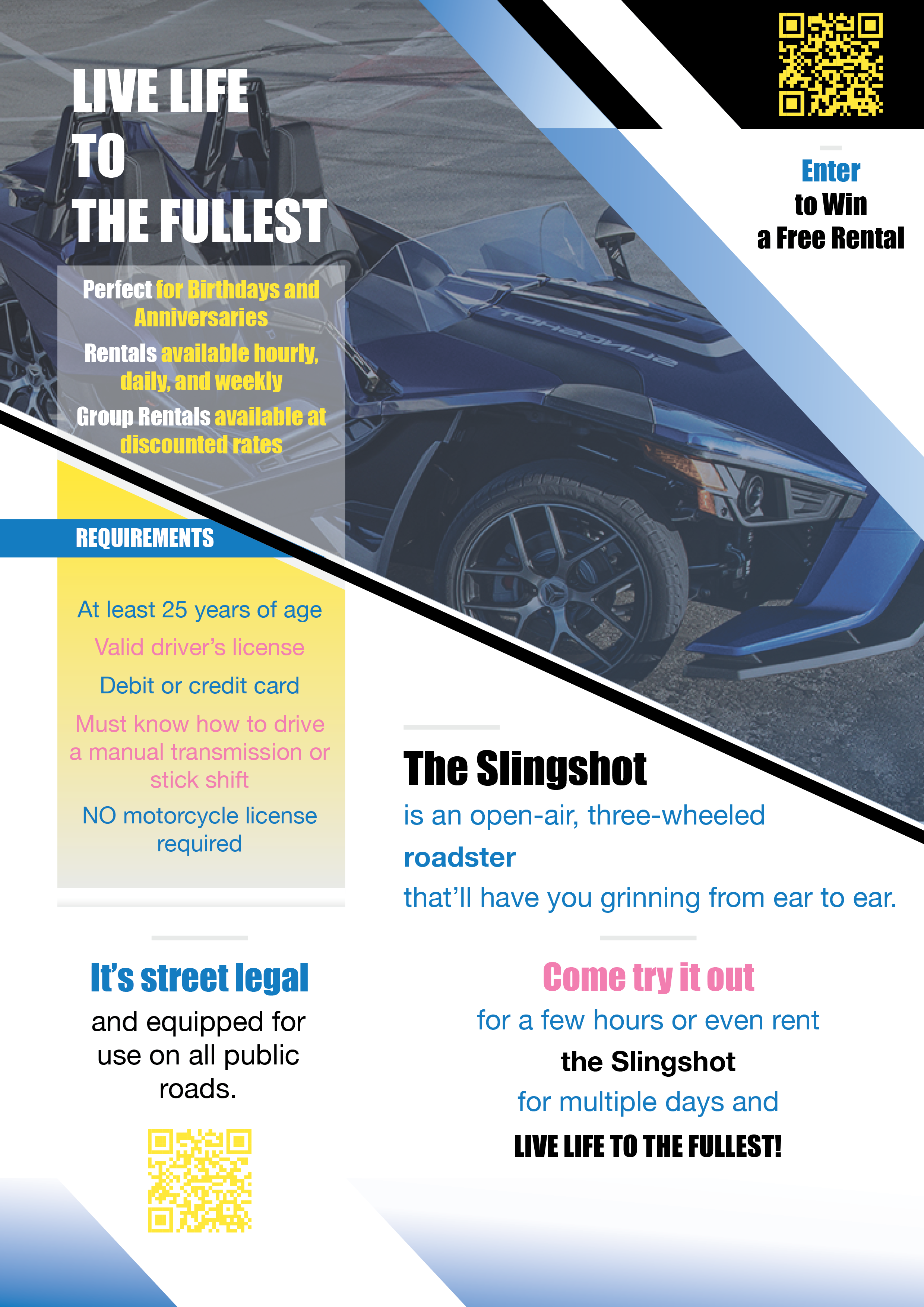 Flyer Design by Mihail Lazar for Houston Slingshot Rental | Design #22932058