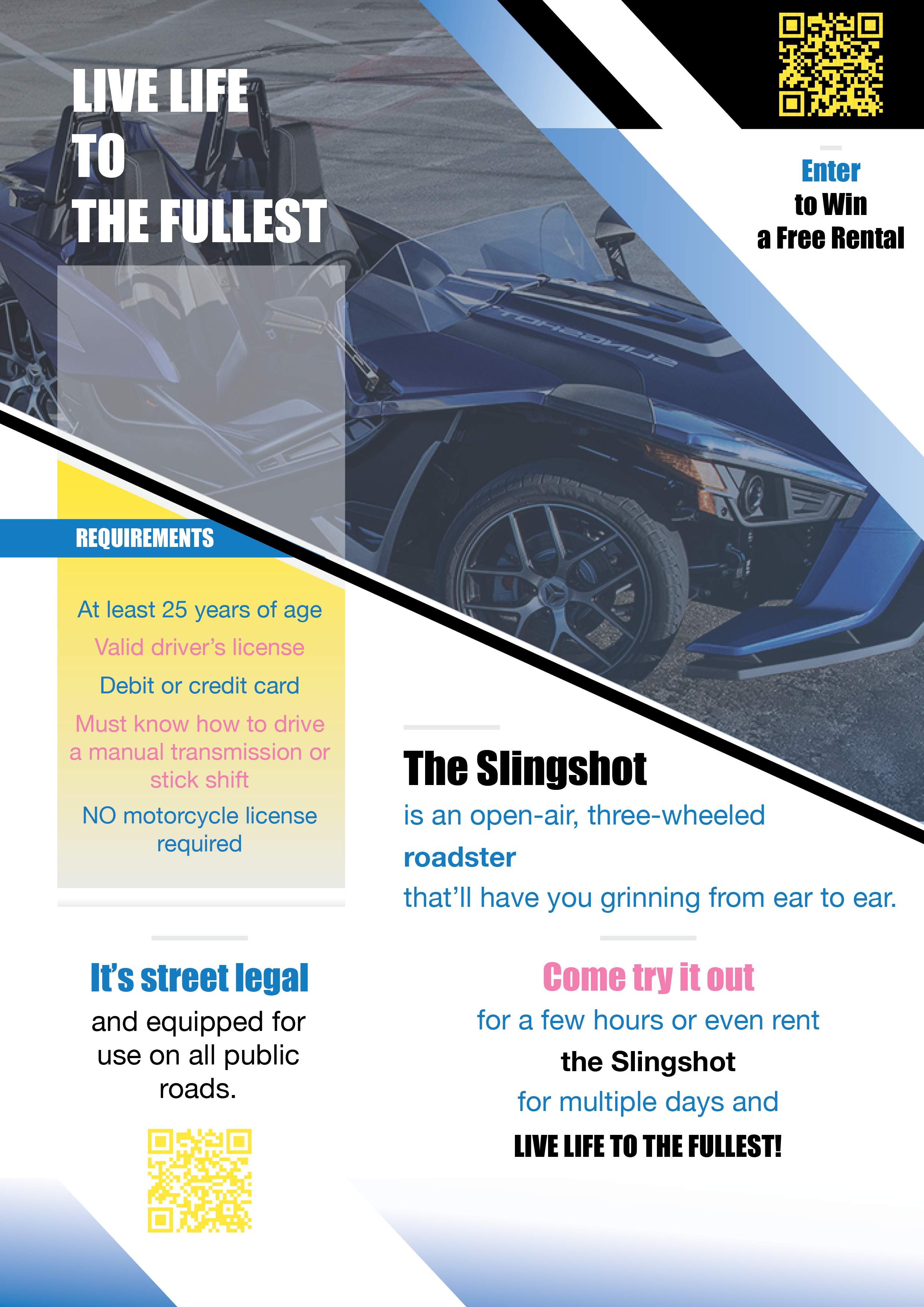 Diseño de Flyer por Mihail Lazar para Houston Slingshot Rental | Diseño #22927446