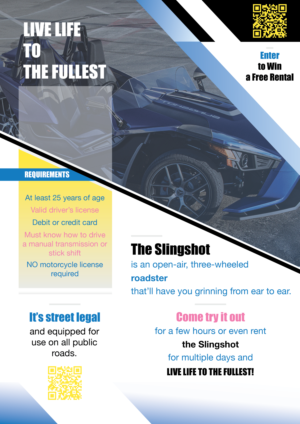 Diseño de Flyer por Mihail Lazar para Houston Slingshot Rental | Diseño: #22927446