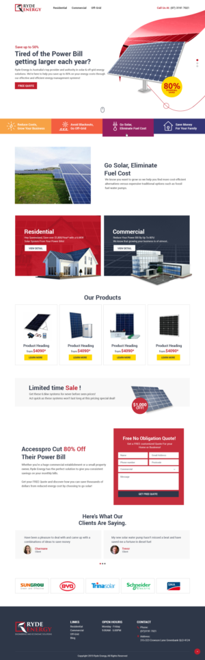 Web Design by syrwebdevelopment for Ryde Energy | Design #22962678