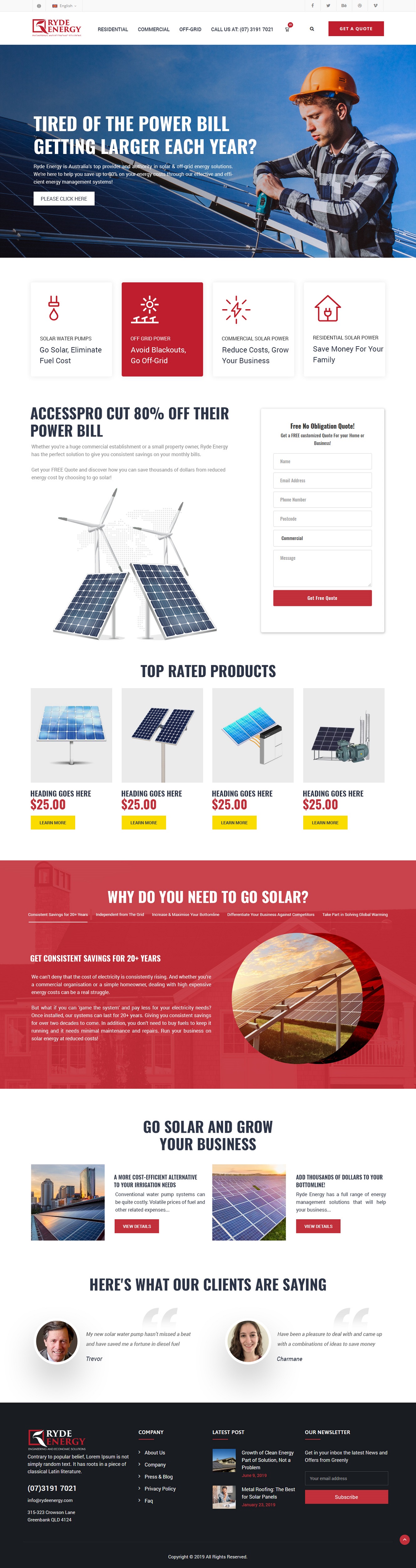 Web Design by zxsolutions for Ryde Energy | Design #22962941