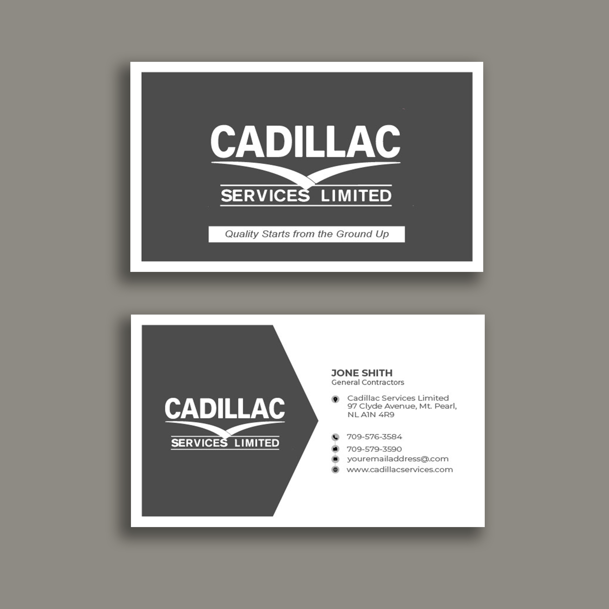 Business Card Design by kamruz_dcrd88 for Cadillac Services Ltd | Design #22940387