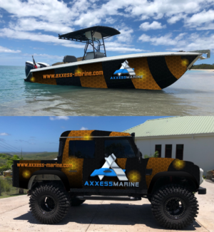 Axxess Marine Boat and Car wrap design  | Design de Covering de Véhicule par Kira Graphics