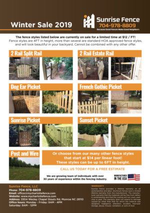 Winter Fence Sale Fence Types | Flyer Design by Sergio Coelho