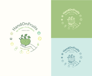 Name : HandOnFruits  Slogan : fresh and exotics Green Js Produce since 2015 | Diseño de Logo por lionx
