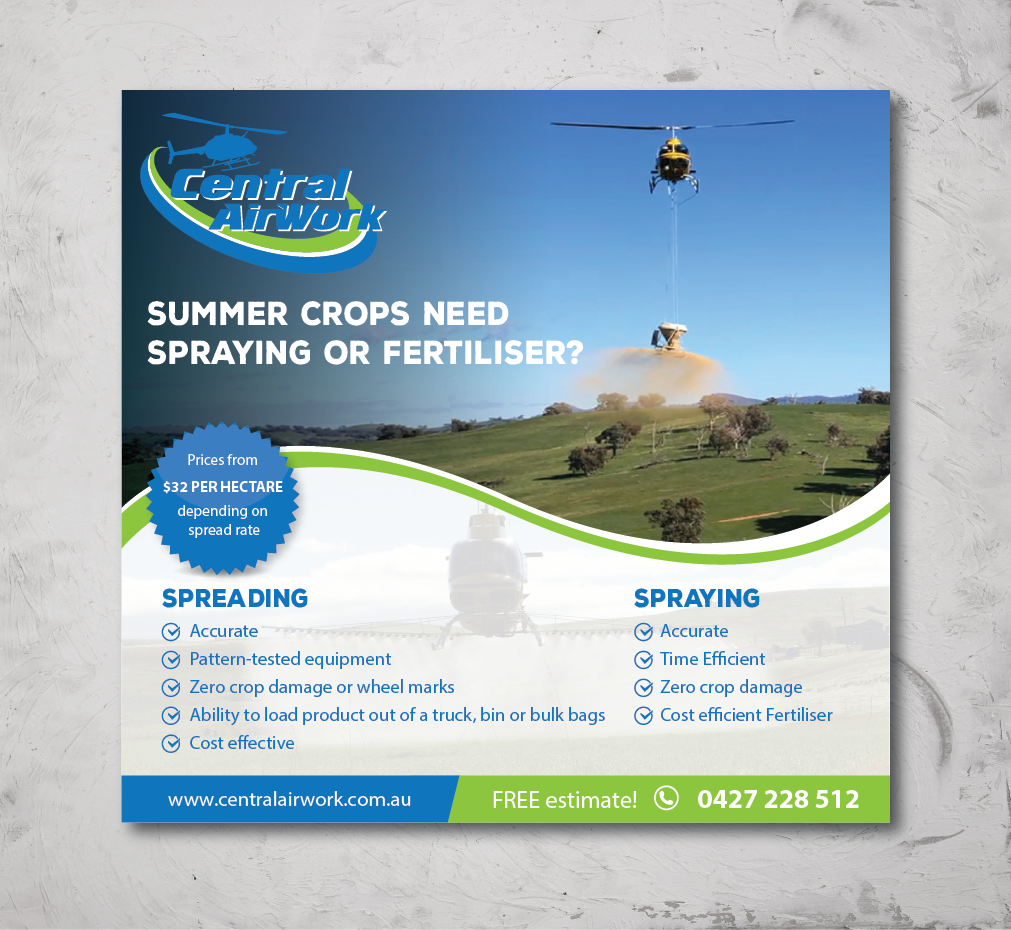 Newspaper Ad Design by alex989 for Central Airwork PTY LTD | Design #22991127