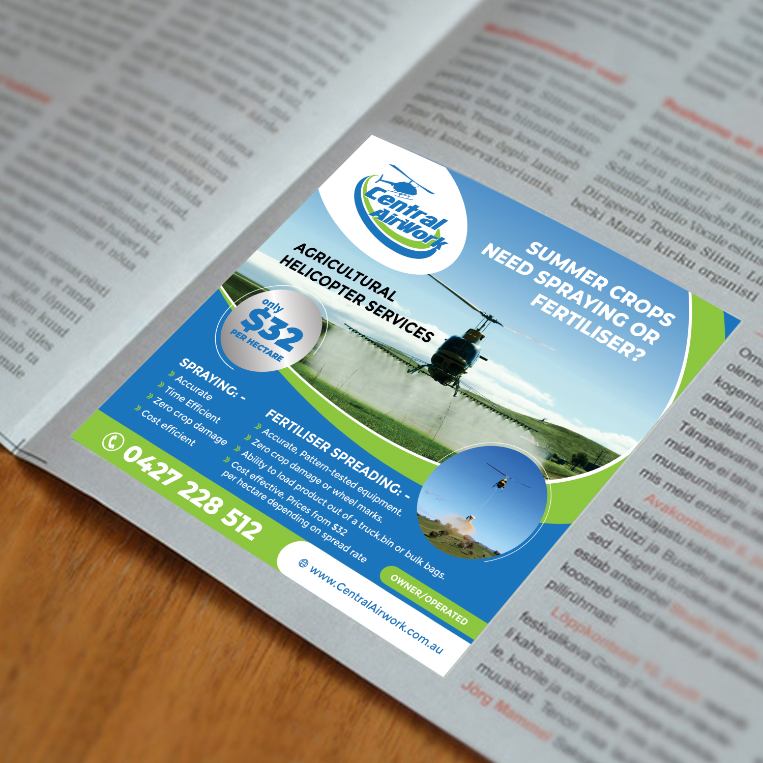 Newspaper Ad Design by OwnDesign for Central Airwork PTY LTD | Design #22982262