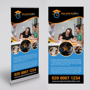 Pull-Up Banner for creating escape room themed engaging learning experiences | Messestand-Design von Designers Hub