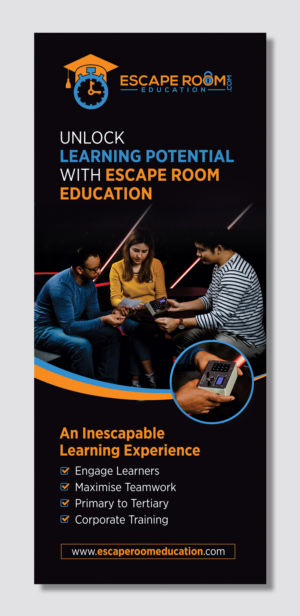 Pull-Up Banner for creating escape room themed engaging learning experiences | Messestand-Design von D Creative