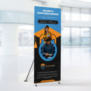 Pull-Up Banner for creating escape room themed engaging learning experiences | Messestand-Design von ZeneFashions