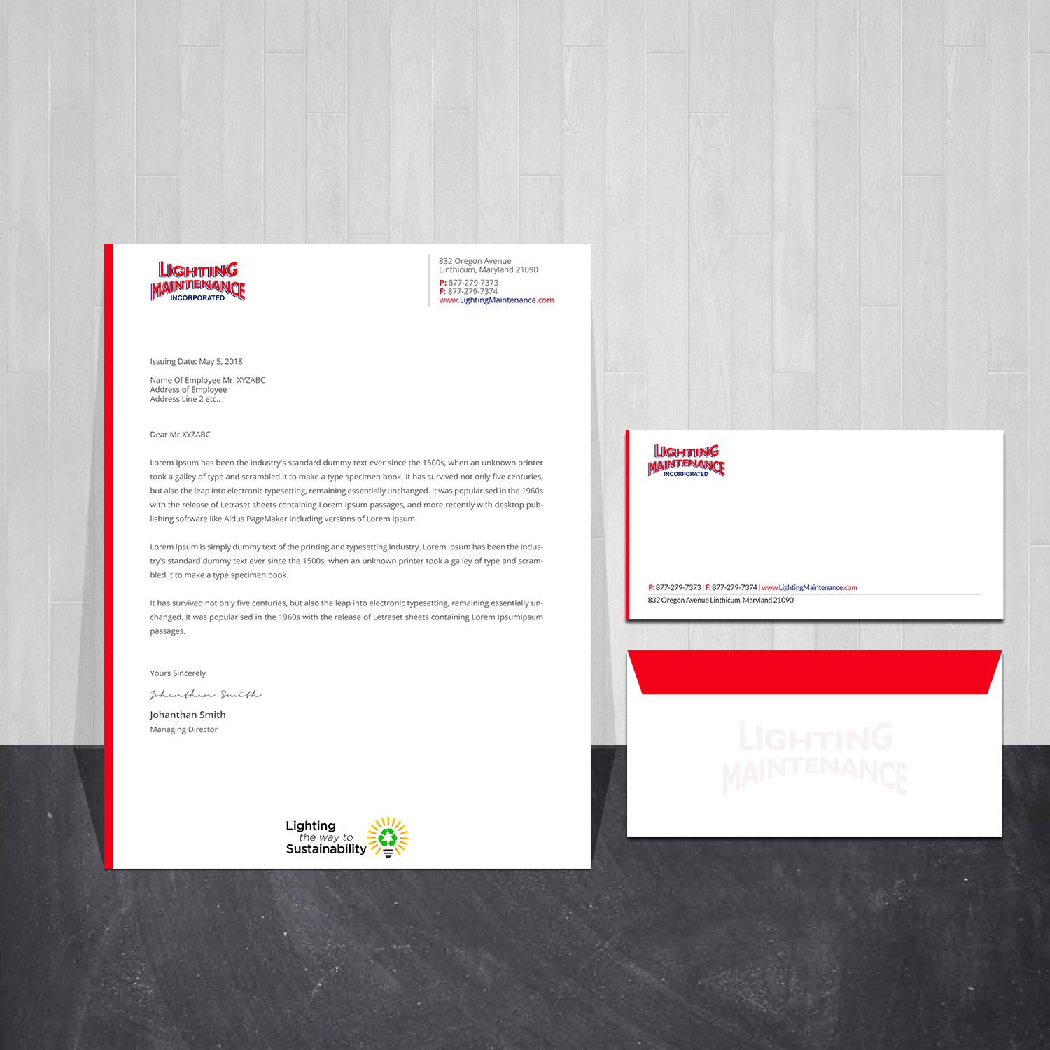 Letterhead Design by Creations Box 2015 for Lighting Maintenance Inc | Design #22997553