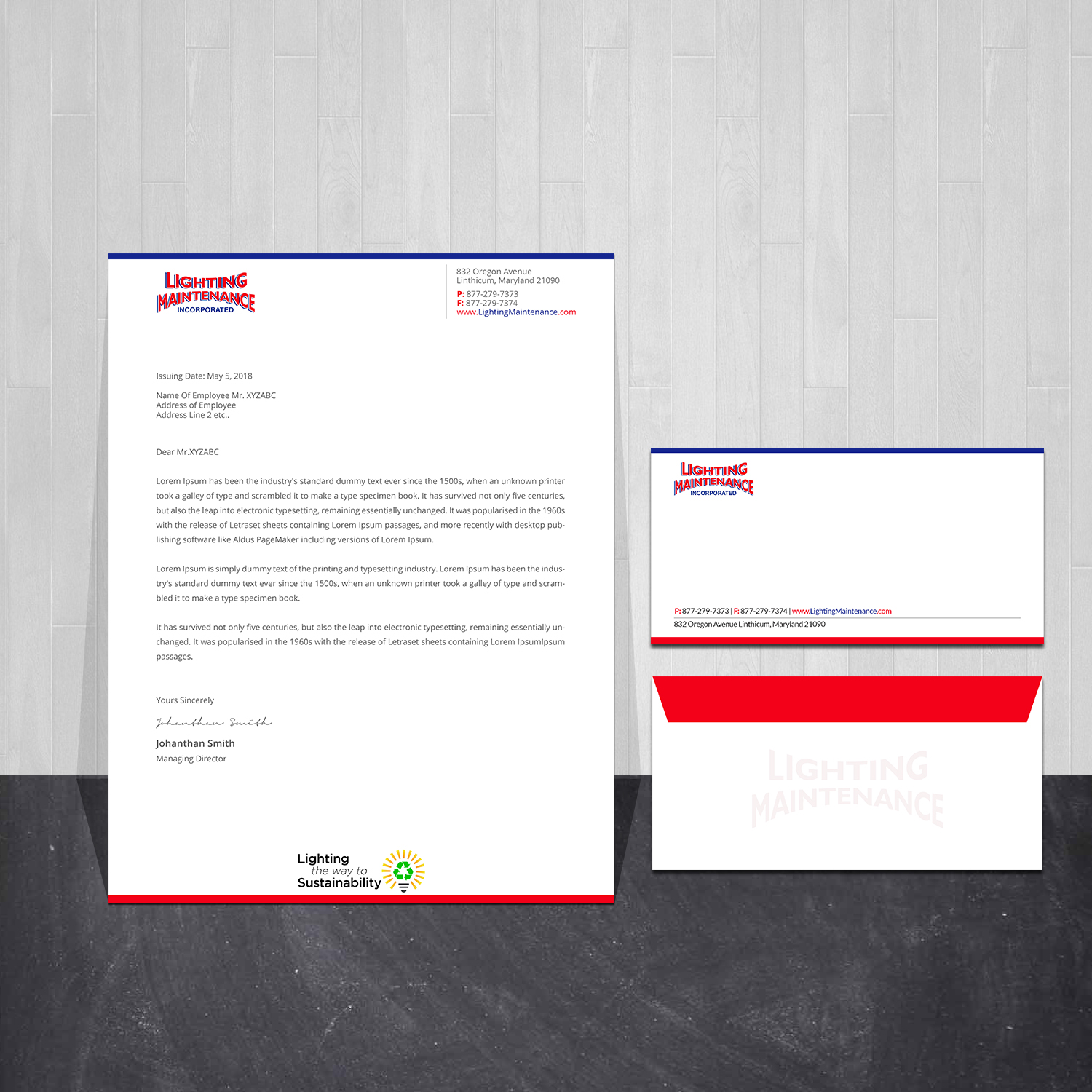 Letterhead Design by Creations Box 2015 for Lighting Maintenance Inc | Design #22997555