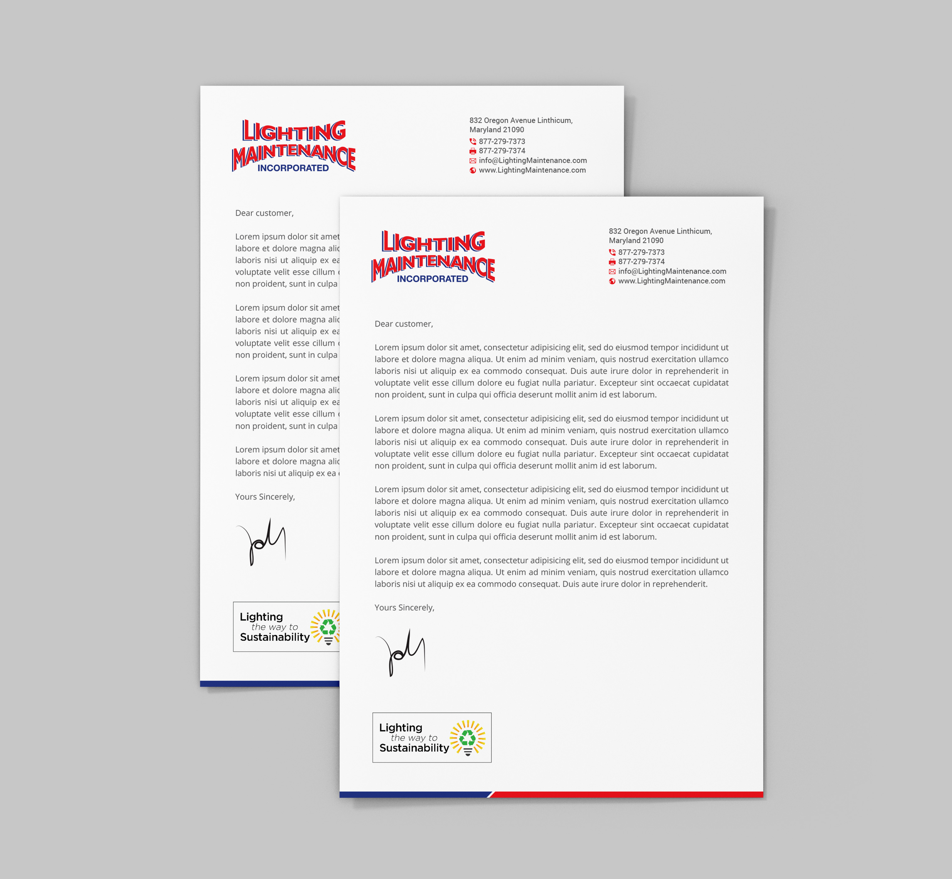 Letterhead Design by R.design for Lighting Maintenance Inc | Design #22994719
