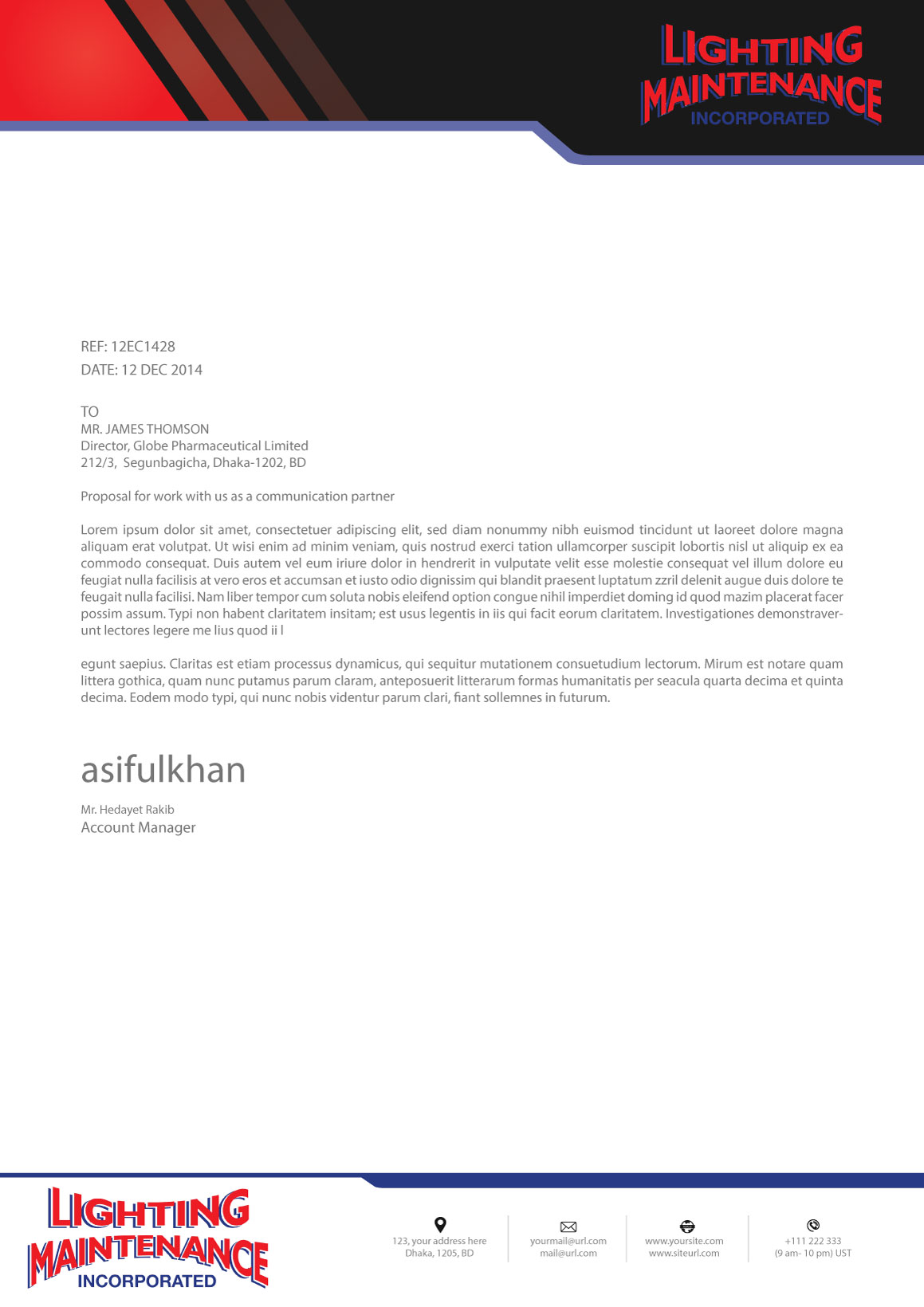 Letterhead Design by AN7 for Lighting Maintenance Inc | Design #23003492