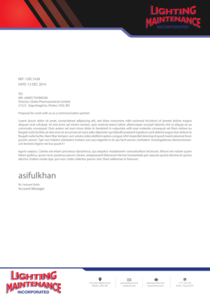 Letterhead Design by AN7 for Lighting Maintenance Inc | Design: #23003492