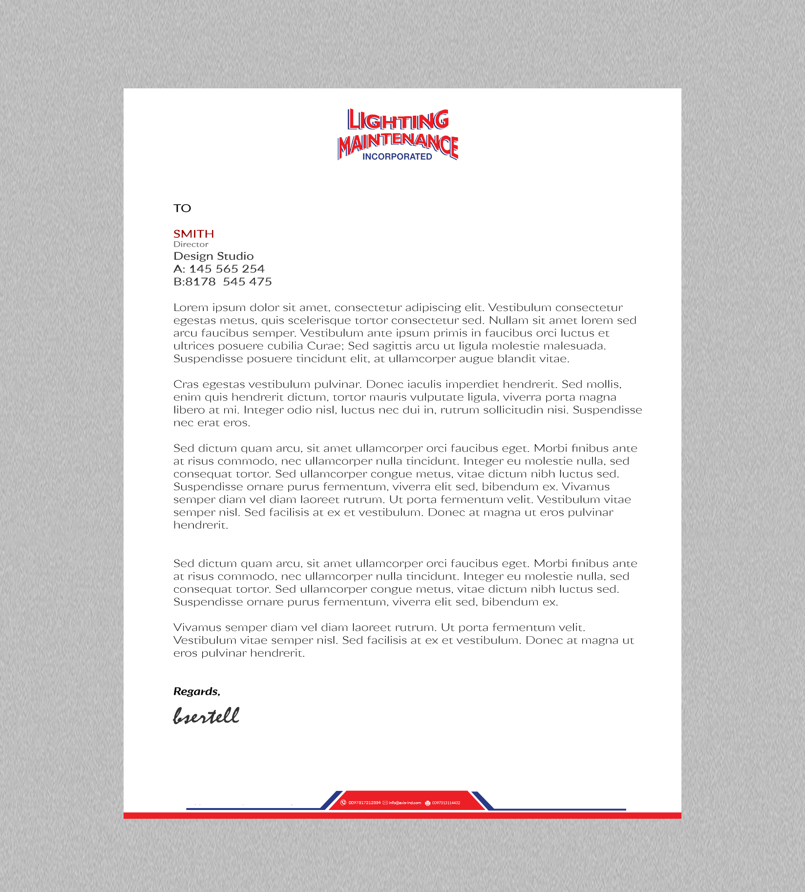 Letterhead Design by AN7 for Lighting Maintenance Inc | Design #23004822