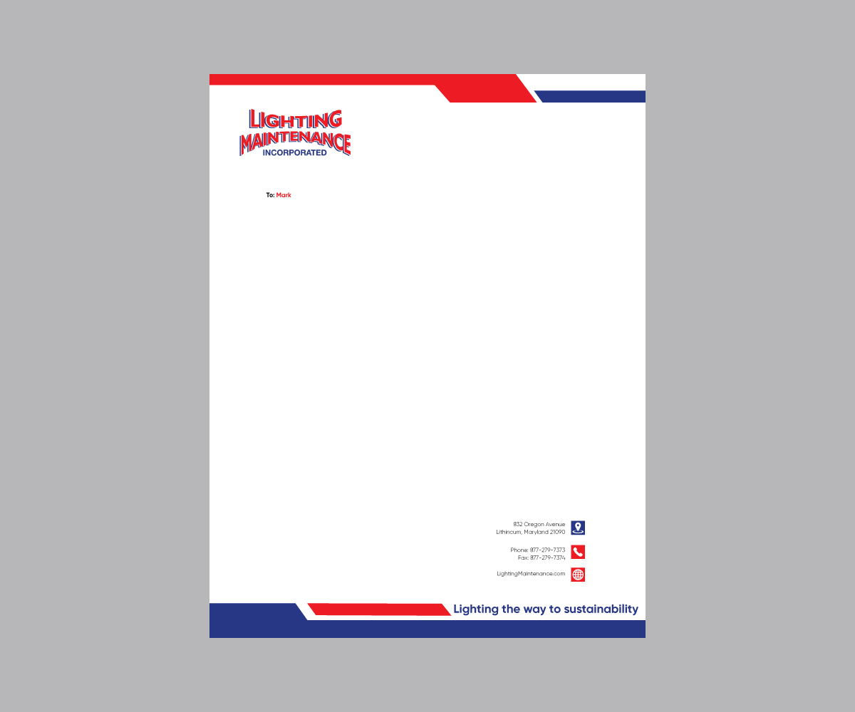 Letterhead Design by QuynhAnh for Lighting Maintenance Inc | Design #22998495