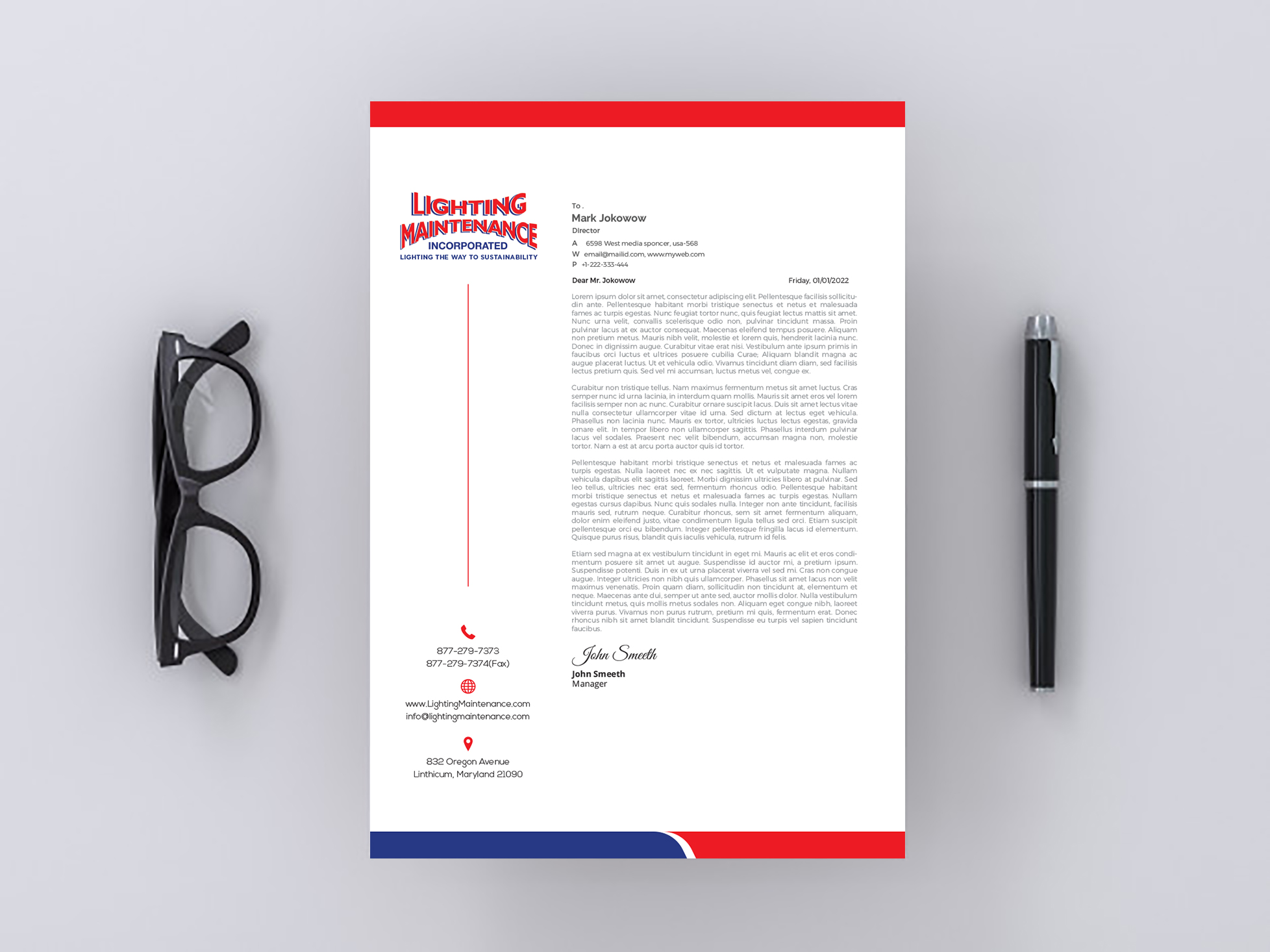 Letterhead Design by Krishno for Lighting Maintenance Inc | Design #22992804