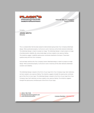 Letterhead Design by Verified artistry (Design garden) for Flack's Painting & Waterproofing Inc. | Design: #22998819