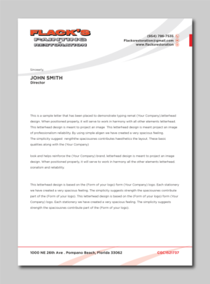 Letterhead Design by Verified artistry (Design garden) for Flack's Painting & Waterproofing Inc. | Design: #22999862