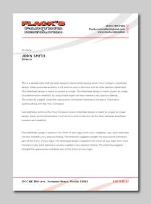 Letterhead Design by Verified artistry (Design garden) for Flack's Painting & Waterproofing Inc. | Design: #22999863