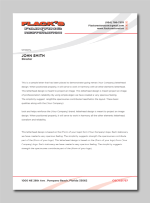 Letterhead Design by Verified artistry (Design garden) for Flack's Painting & Waterproofing Inc. | Design: #22999864