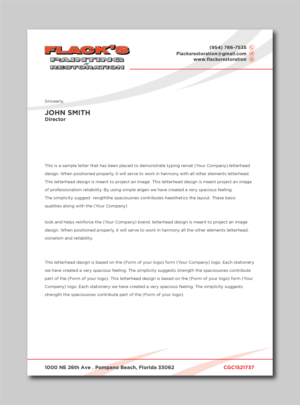 Letterhead Design by Verified artistry (Design garden) for Flack's Painting & Waterproofing Inc. | Design: #22999985