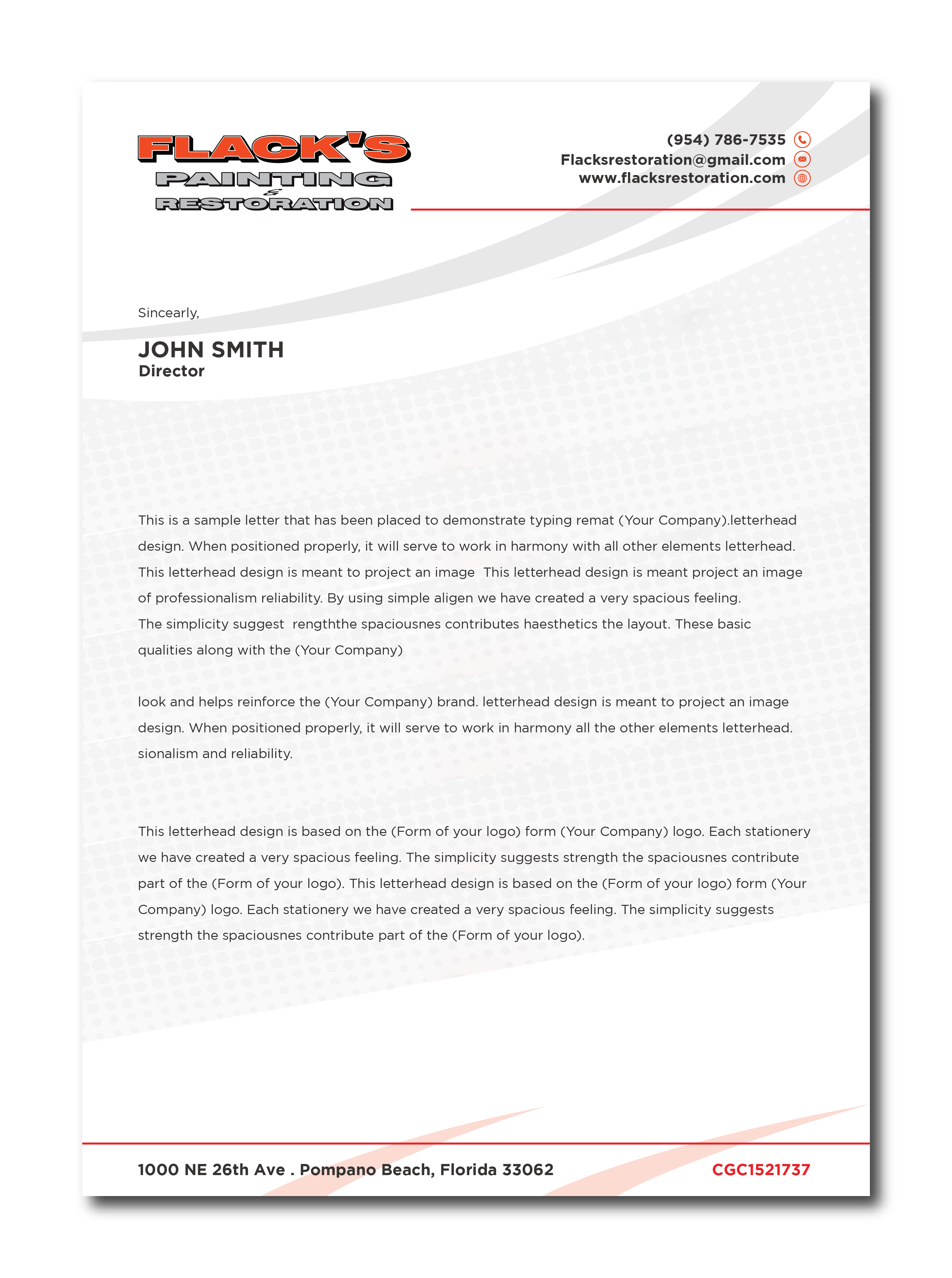 Letterhead Design by Verified artistry (Design garden) for Flack's Painting & Waterproofing Inc. | Design #23000728