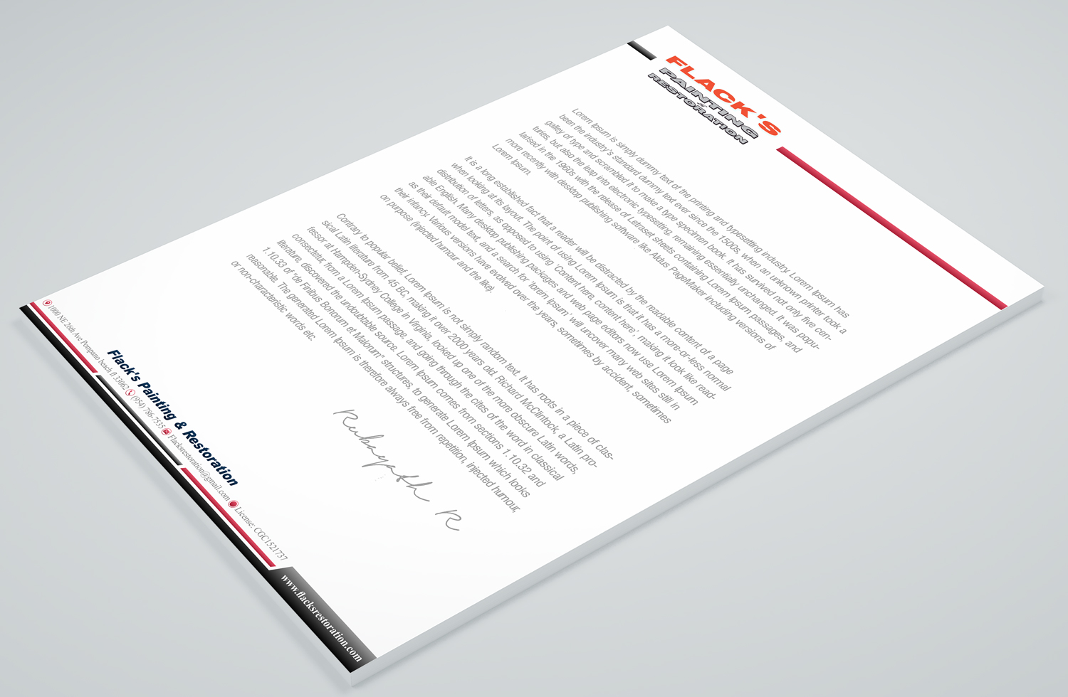 Letterhead Design by Petter Goms for Flack's Painting & Waterproofing Inc. | Design #22994910