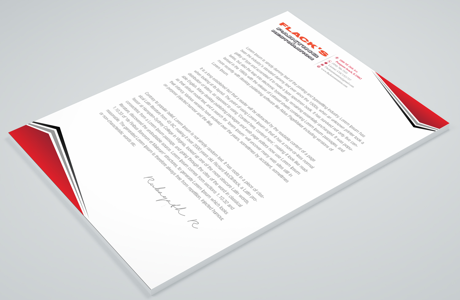 Letterhead Design by Petter Goms for Flack's Painting & Waterproofing Inc. | Design #22995088