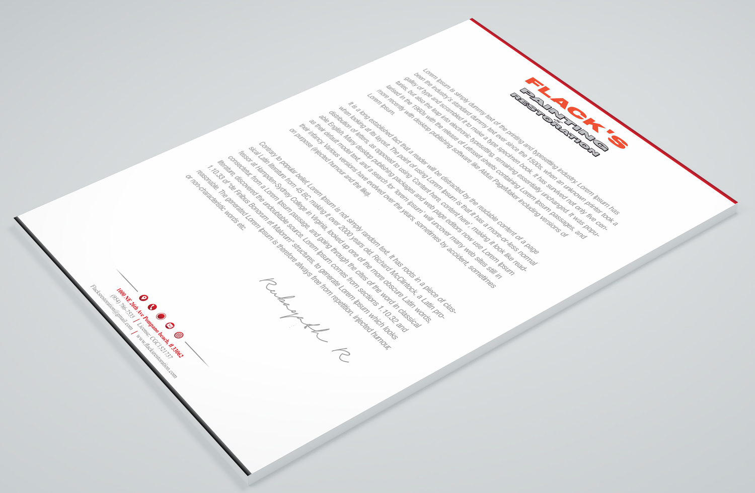 Letterhead Design by Petter Goms for Flack's Painting & Waterproofing Inc. | Design #22995198