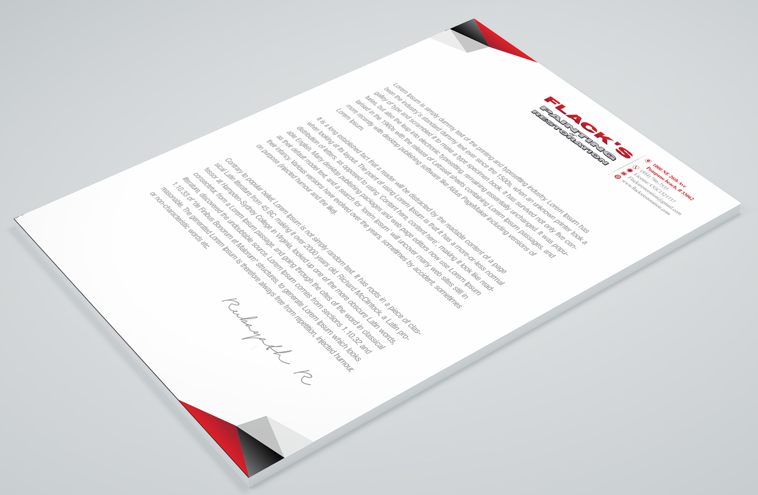 Letterhead Design by Petter Goms for Flack's Painting & Waterproofing Inc. | Design #22995253