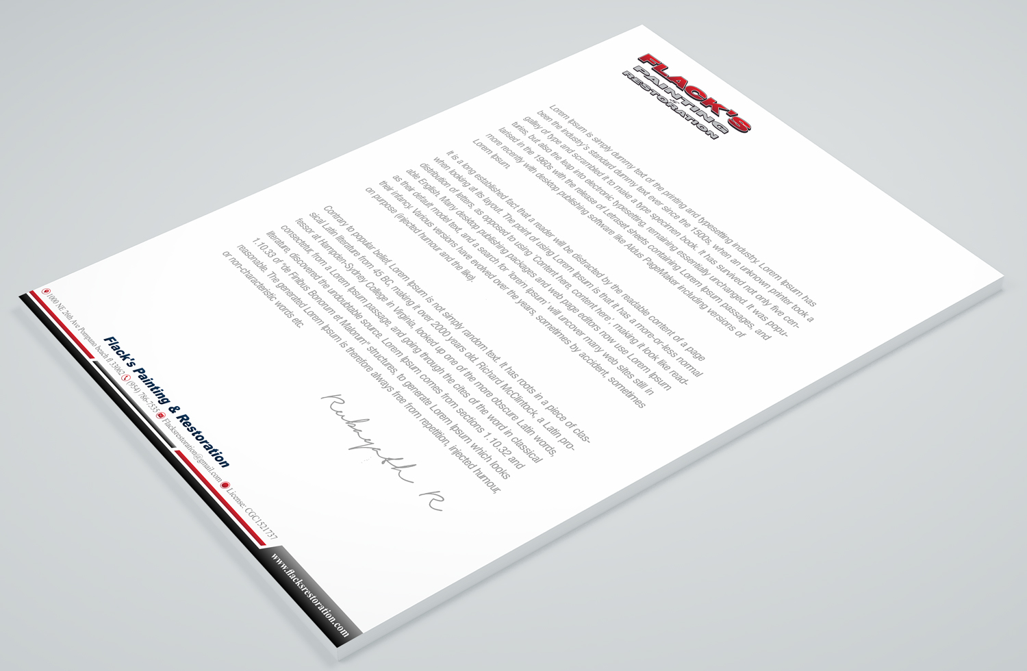 Letterhead Design by Petter Goms for Flack's Painting & Waterproofing Inc. | Design #22995843