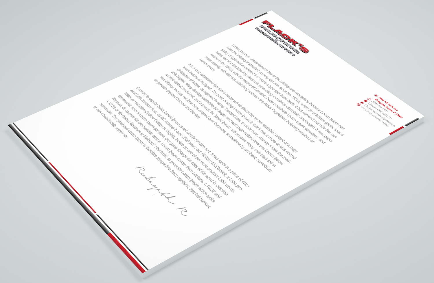Letterhead Design by Petter Goms for Flack's Painting & Waterproofing Inc. | Design #22995861