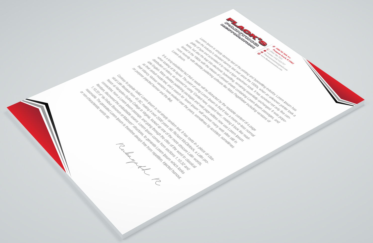 Letterhead Design by Petter Goms for Flack's Painting & Waterproofing Inc. | Design #22995866