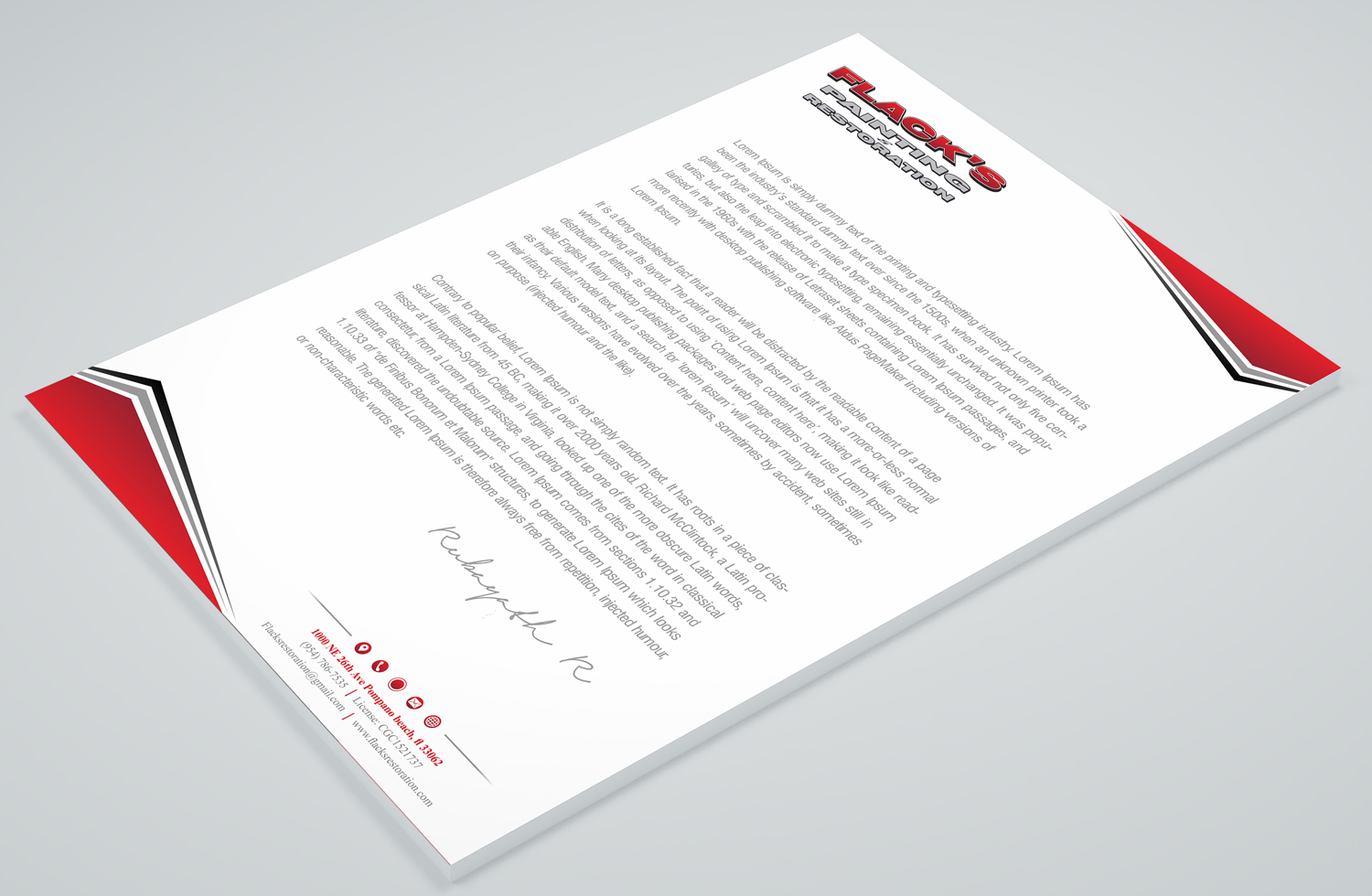 Letterhead Design by Petter Goms for Flack's Painting & Waterproofing Inc. | Design #22995870