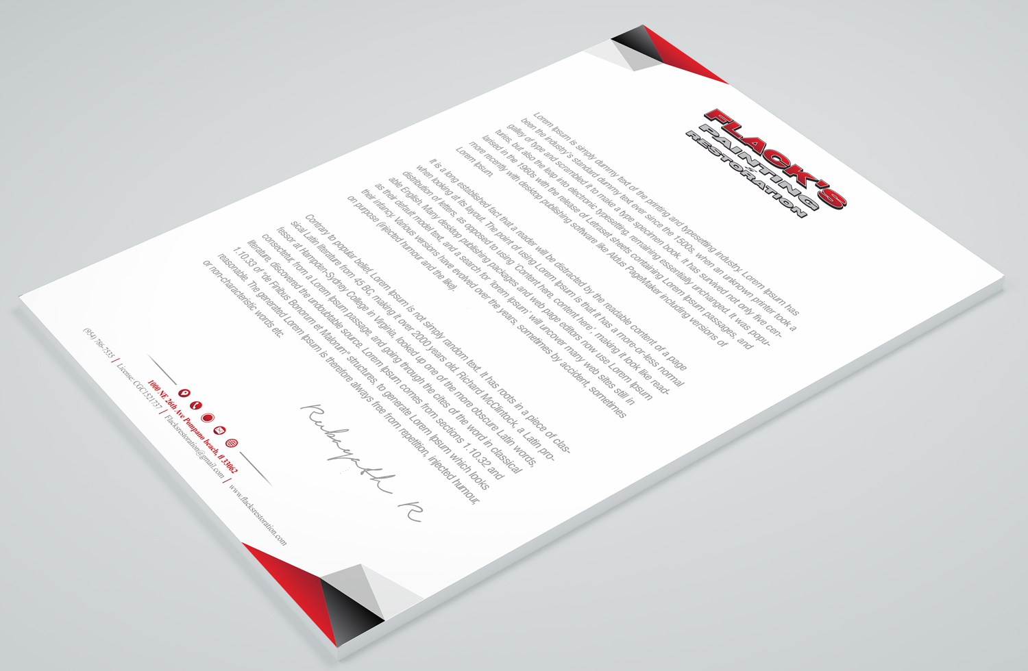Letterhead Design by Petter Goms for Flack's Painting & Waterproofing Inc. | Design #22995881