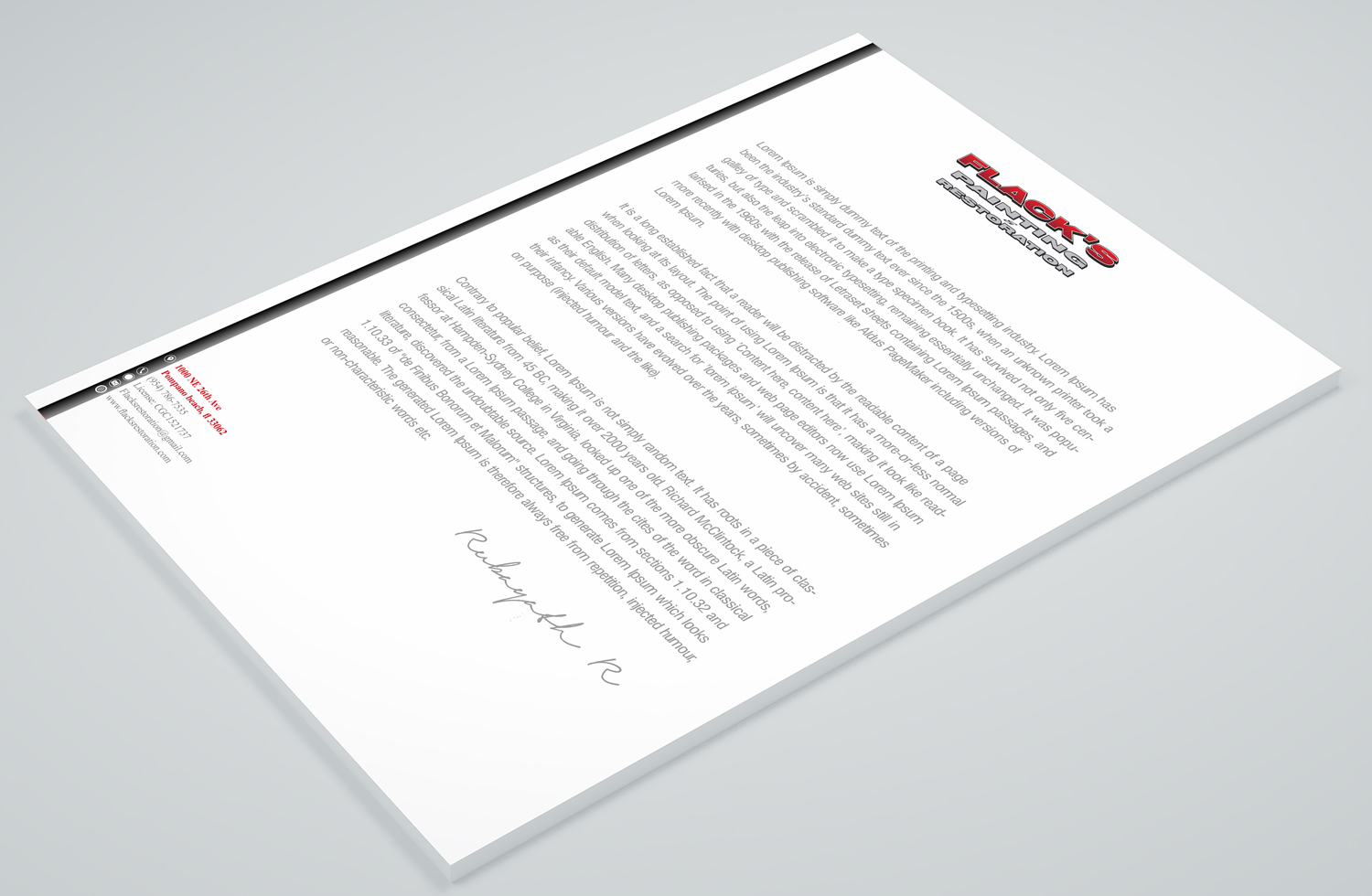 Letterhead Design by Petter Goms for Flack's Painting & Waterproofing Inc. | Design #22996458