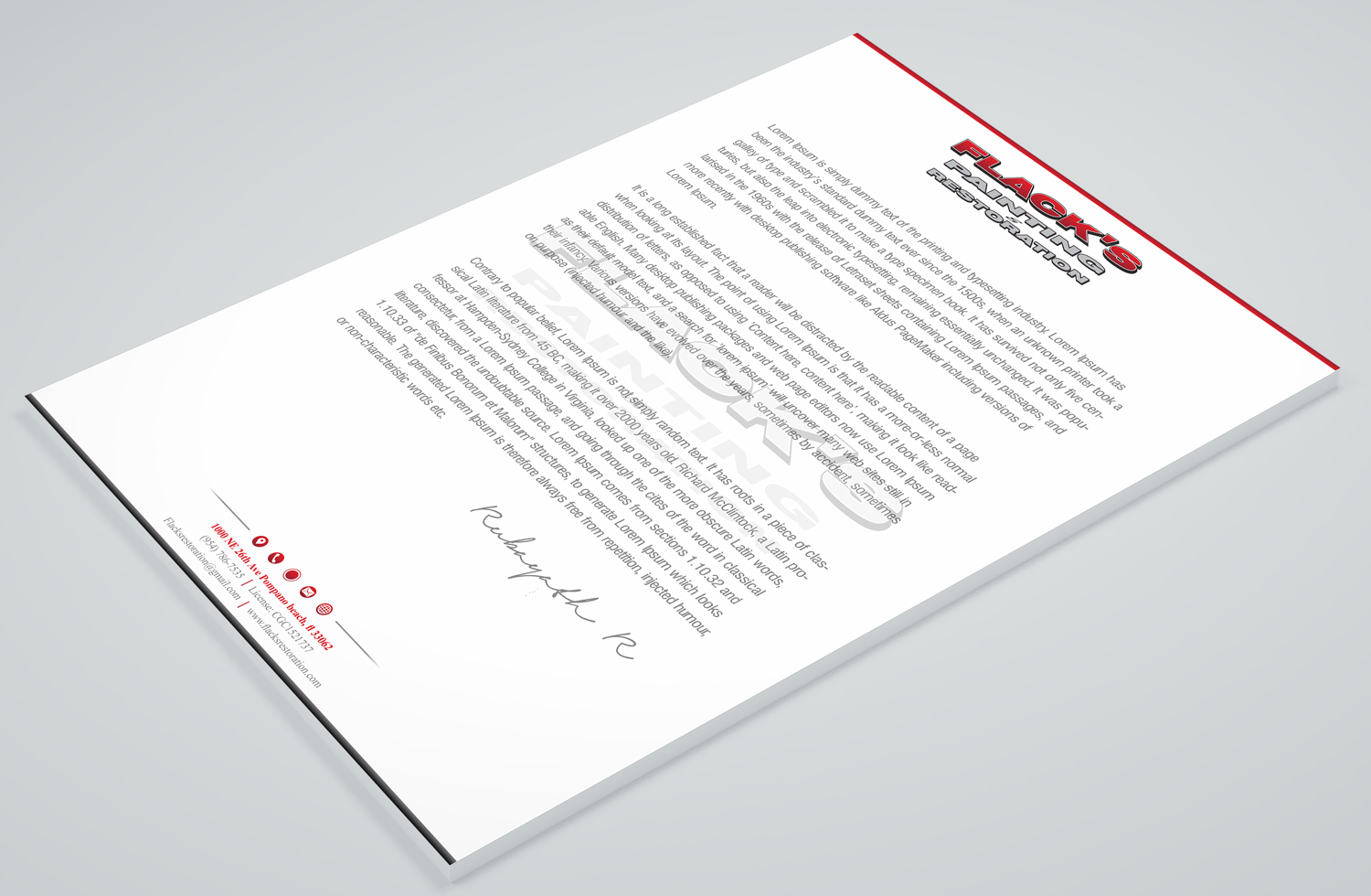 Letterhead Design by Petter Goms for Flack's Painting & Waterproofing Inc. | Design #22998696