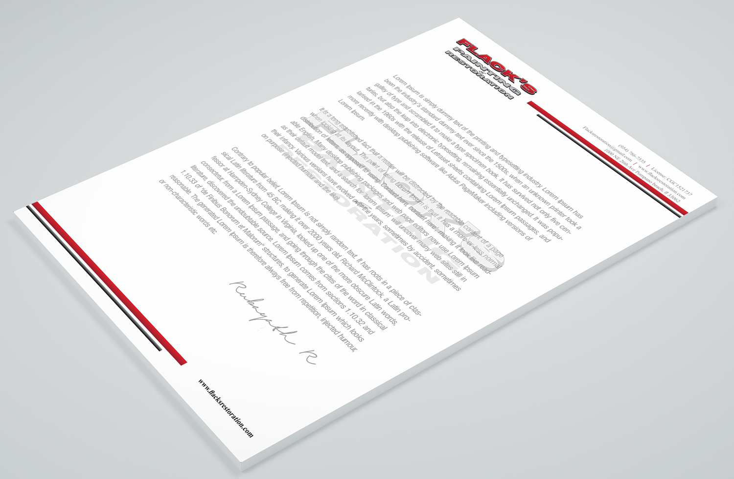 Briefkopf-Design von Petter Goms für Flack's Painting & Waterproofing Inc. | Design #22998808