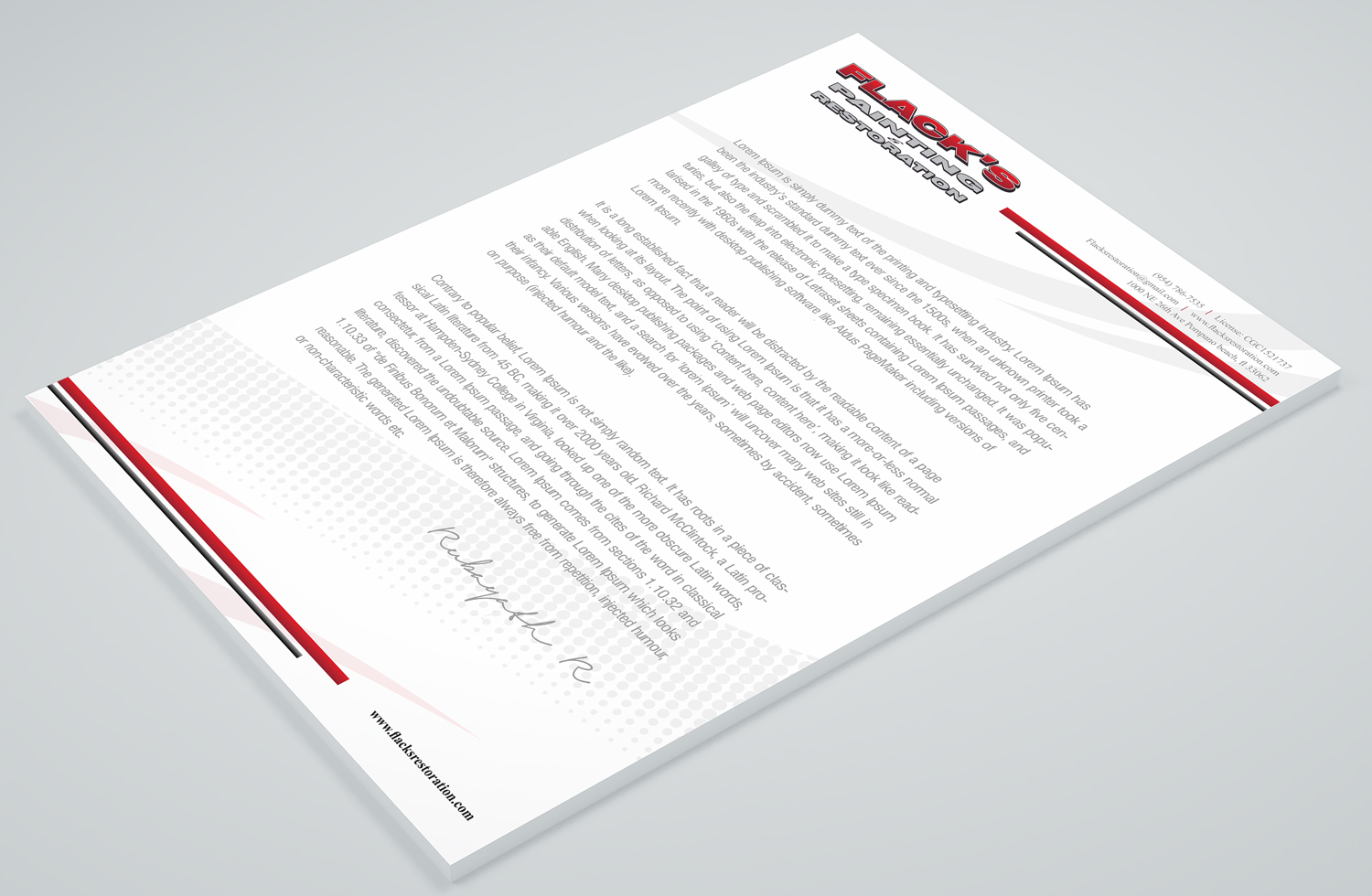 Letterhead Design by Petter Goms for Flack's Painting & Waterproofing Inc. | Design #23001626