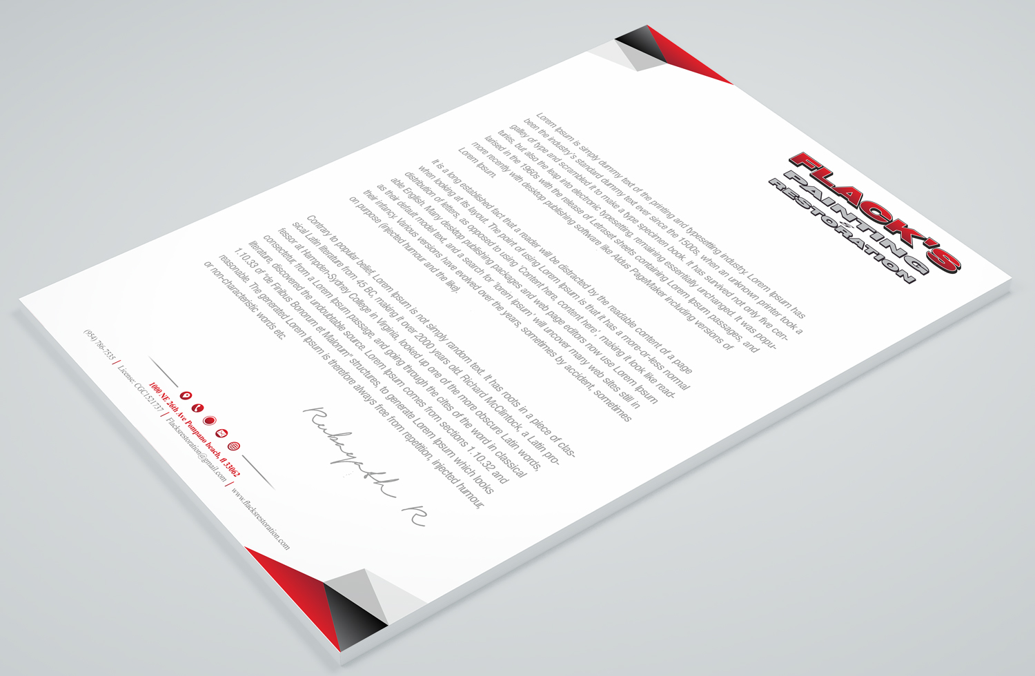 Letterhead Design by Petter Goms for Flack's Painting & Waterproofing Inc. | Design #23001634