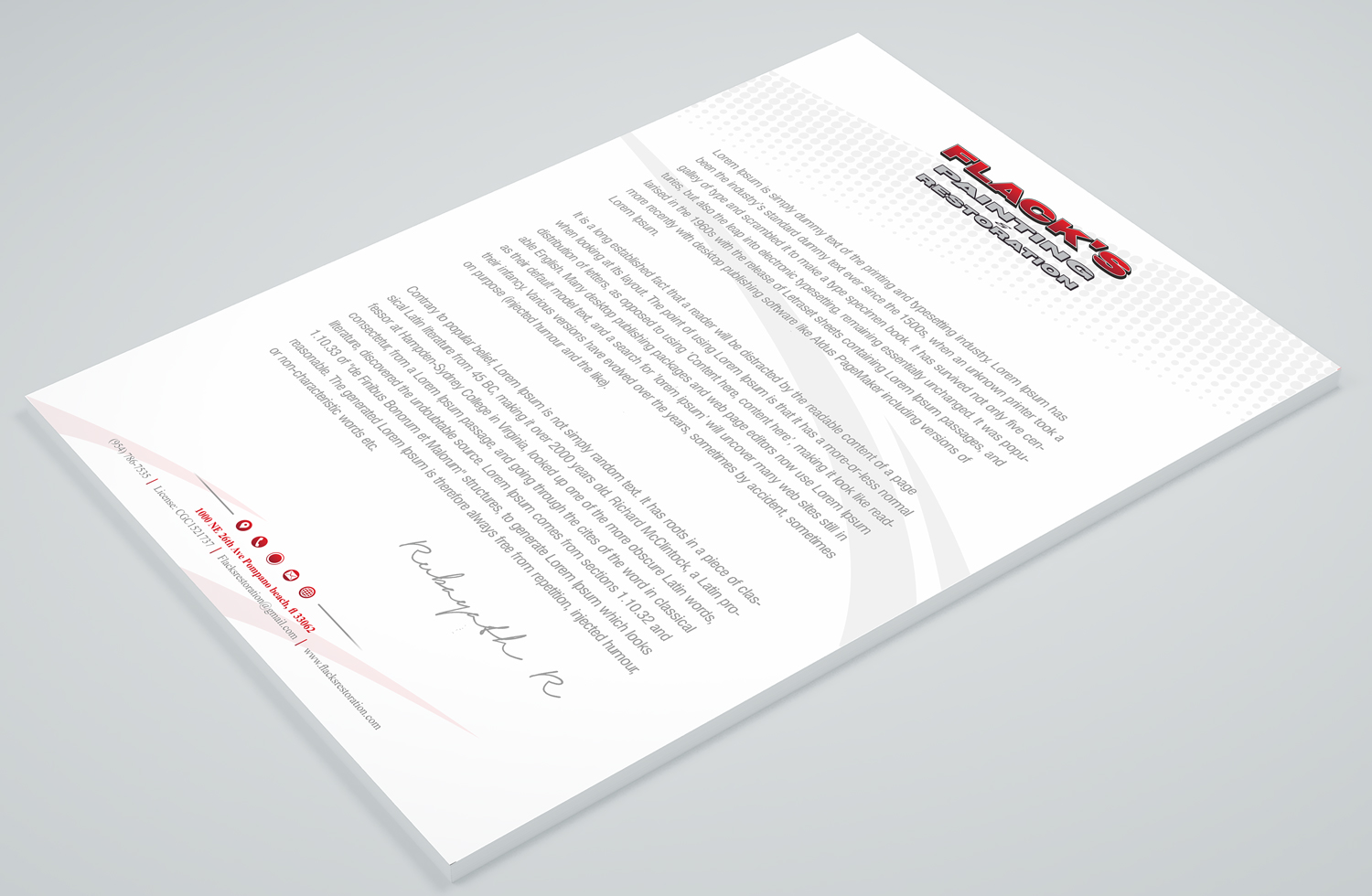 Letterhead Design by Petter Goms for Flack's Painting & Waterproofing Inc. | Design #23001655
