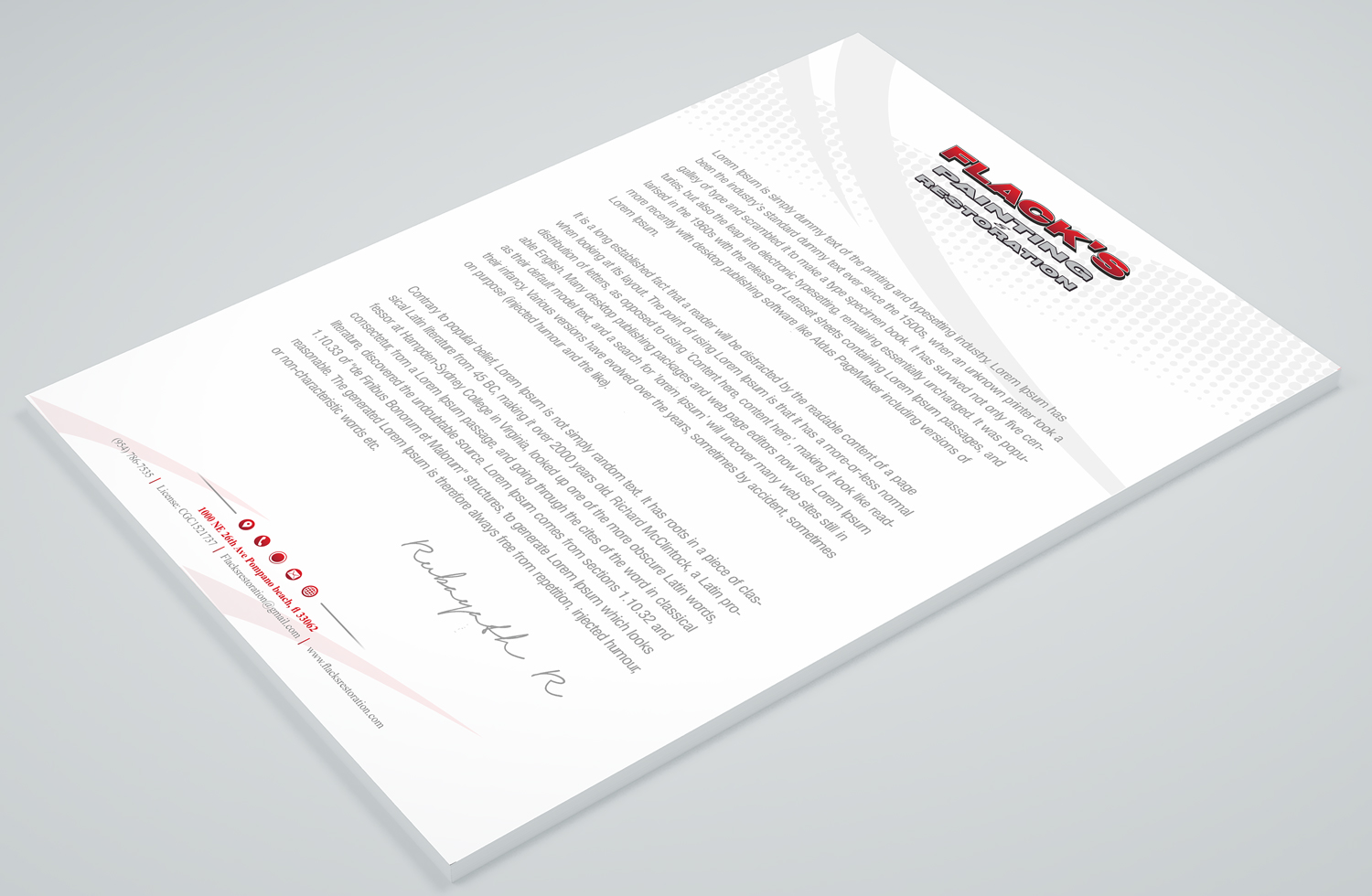 Diseño de Membrete por Petter Goms para Flack's Painting & Waterproofing Inc. | Diseño #23001657