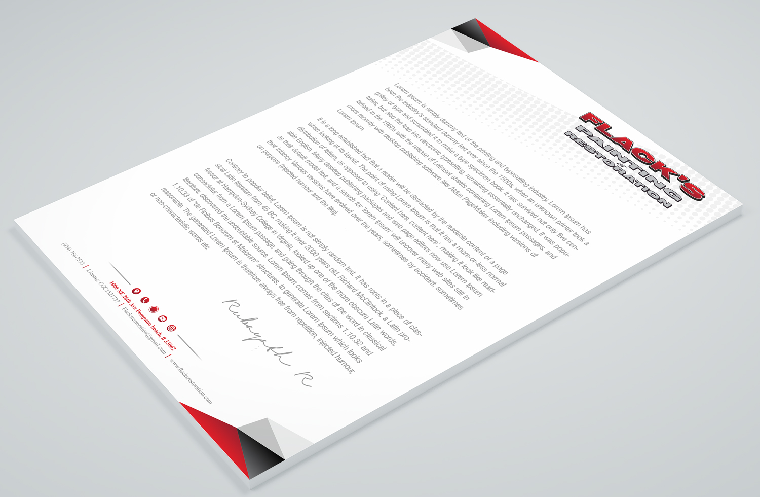 Letterhead Design by Petter Goms for Flack's Painting & Waterproofing Inc. | Design #23001729