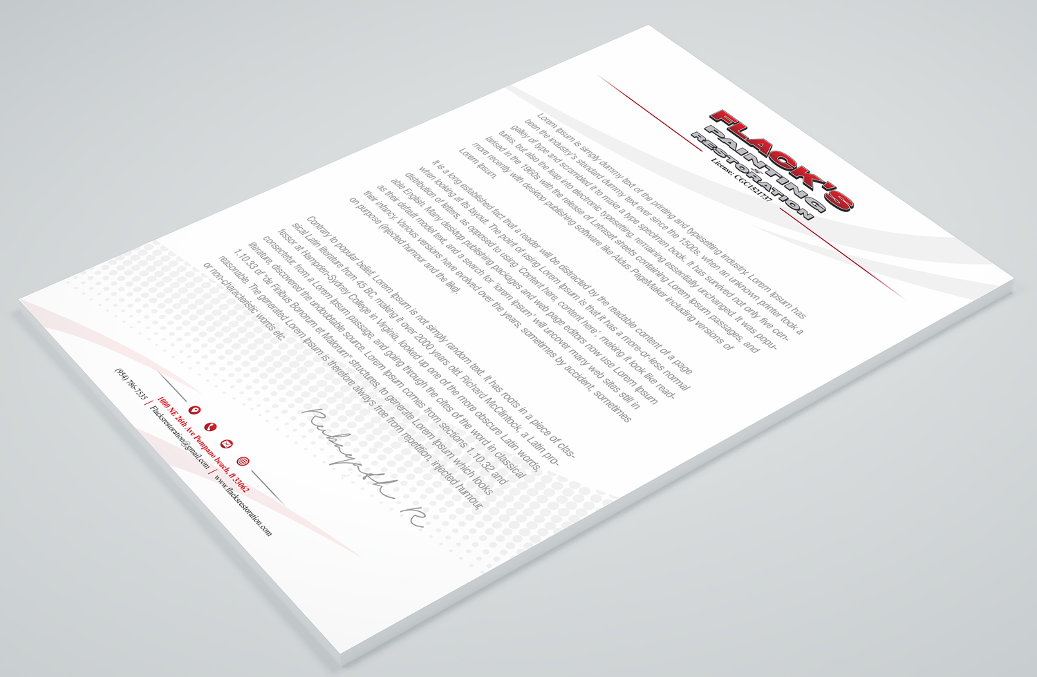 Briefkopf-Design von Petter Goms für Flack's Painting & Waterproofing Inc. | Design #23007804