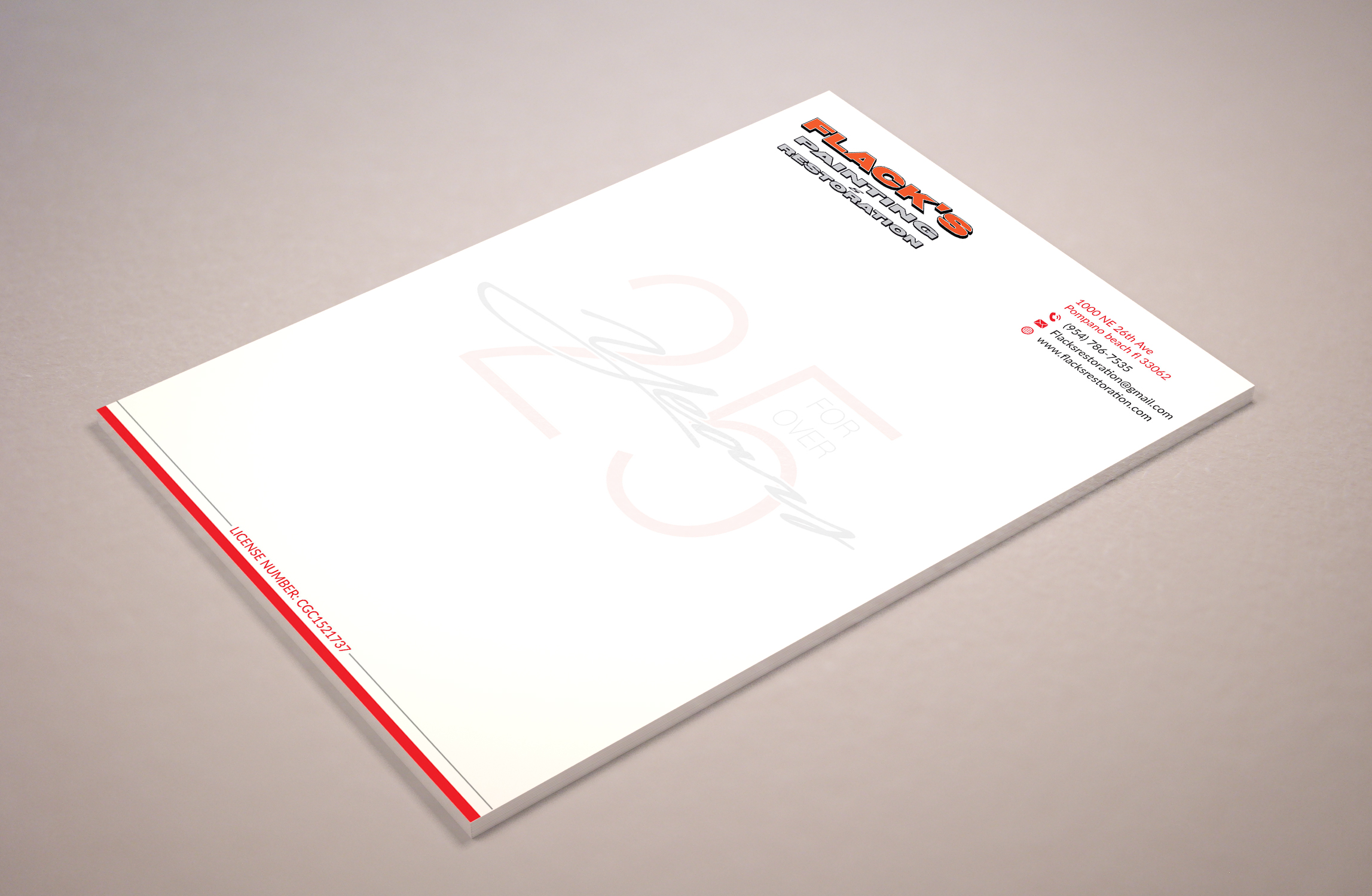 Letterhead Design by Musa. A for Flack's Painting & Waterproofing Inc. | Design #23000691