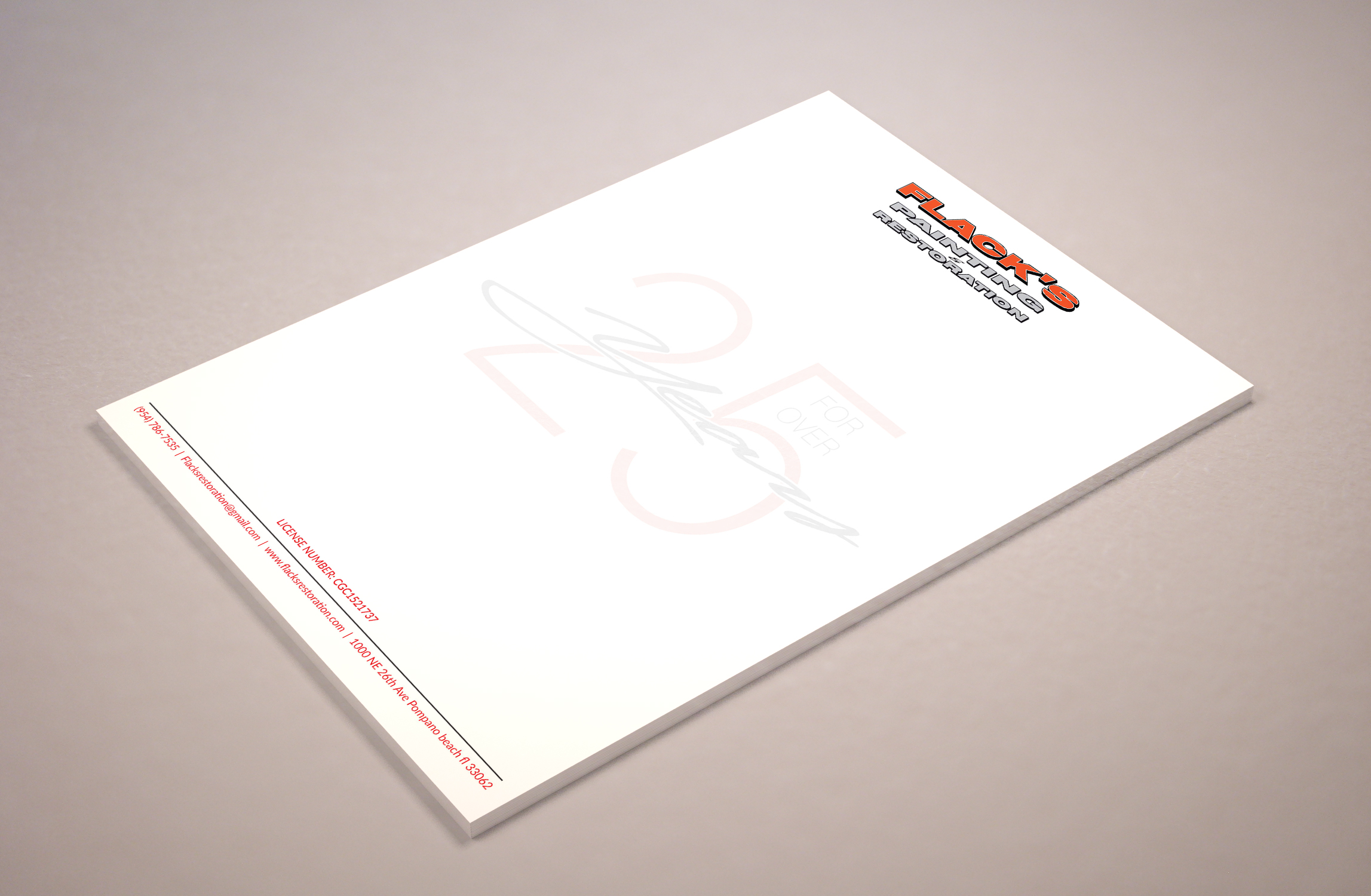 Letterhead Design by Musa. A for Flack's Painting & Waterproofing Inc. | Design #23000693