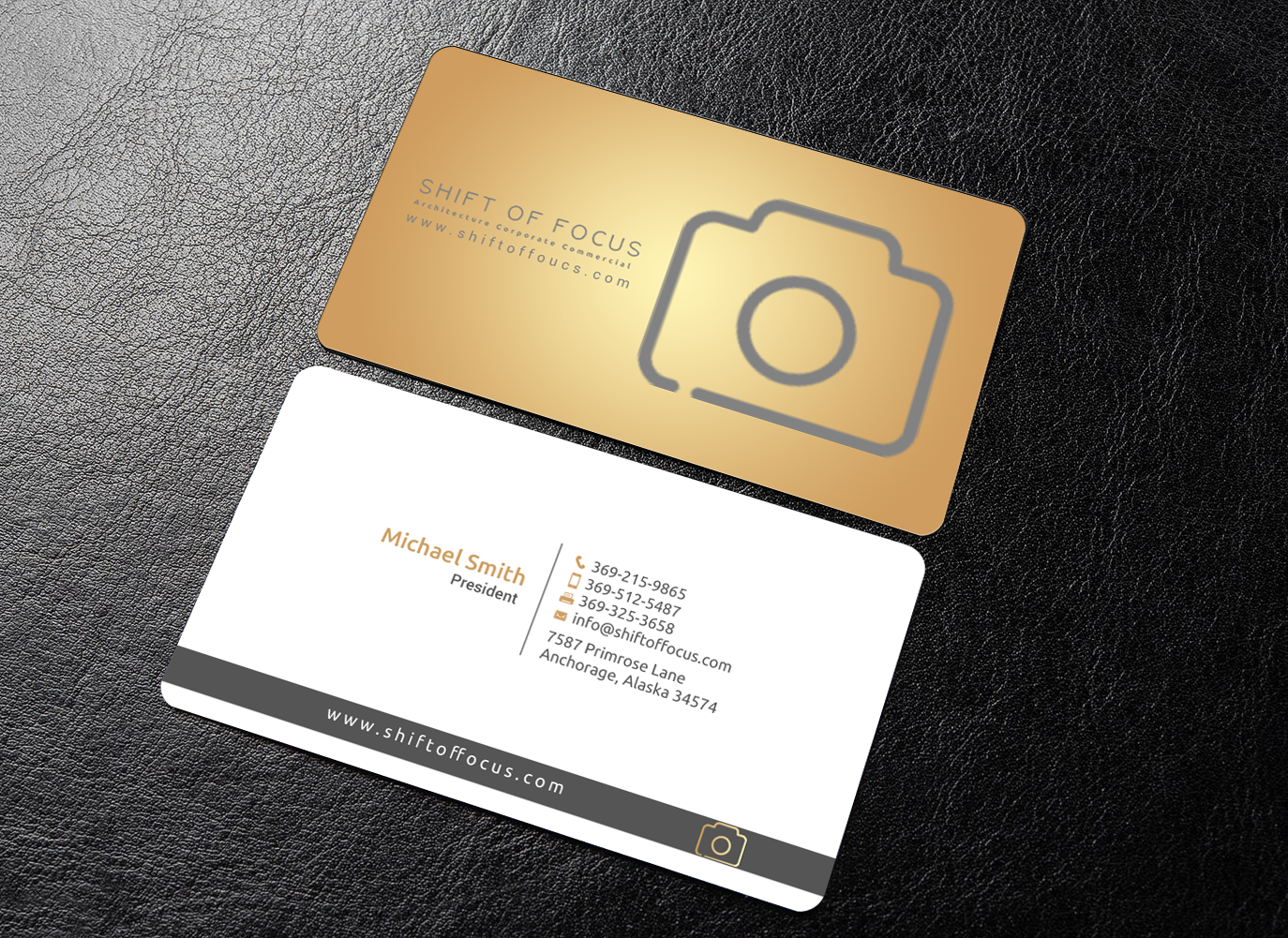 Business Card Design by chandrayaan.creative for Shift of Focus  | Design #22997270